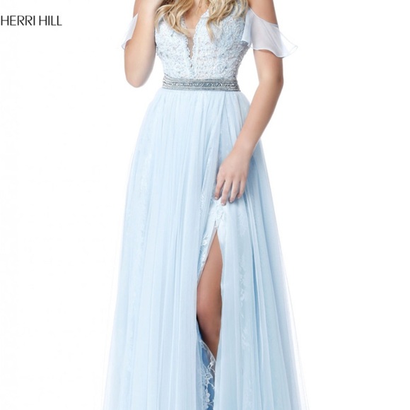 sherri hill blue and white prom dress Sherri Hill Prom Dress Style 57063